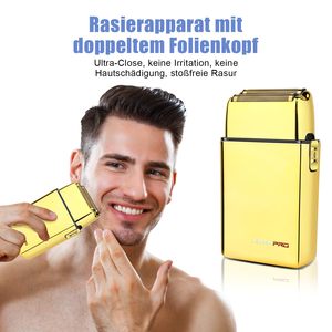 Afeitadora Eléctrica USB Dorada para Hombre, Afeitadora de Viaje, Depiladora, Cuchilla Doble para Cara y Cuerpo, Resistente al Agua IPX7, Extraíble y Lavable - Product Image 6