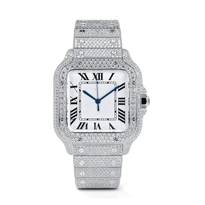 Montre en acier inoxydable avec mouvement à quartz et moissanite de couleur D VVS, accents de moissanite brillants, cadran en verre - Personnalisée pour Legacy - Product Image 1