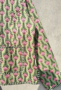 Vert rose hiver lavé décontracté veste matelassée femmes rayé passepoil fait à la main Vintage Boho Double face robe - Product Image 5