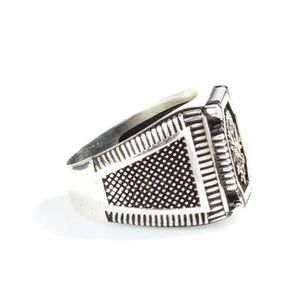 Anillo de Plata de Ley 925 para Hombre con Escudo Otomano y Armadura Islámica, Engaste de Bisel, para Uso Diario, Coleccionable Cultural - Product Image 3