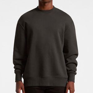 เสื้อสเวตเตอร์คอกลมของผู้ชายผ้าฝ้าย100% 330กรัมทรงโอเวอร์ไซส์ XL มีโลโก้ด้านหน้ากันลมและลายพื้น - Product Image 1