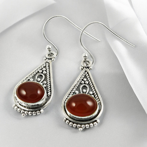 Pendientes colgantes de piedras preciosas de cornalina natural, Plata de Ley 925, joyería fina hecha a mano, diseño único, pendientes de gancho de gota para mujer - Product Image 2