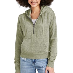 Sudadera con capucha verde Frost con media cremallera para mujer: Sudadera con capucha cómoda y acogedora de lana, perfecta para ropa informal, capas - Product Image 5