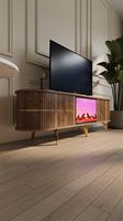 Soporte de TV Electrónico de Madera con Chimenea, Conexión Bluetooth, Diseño Moderno y Lujoso, Muebles para el Hogar, Sala de Estar, Comedor, Hotel