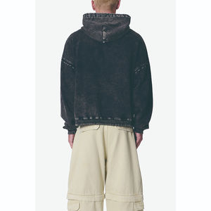 Sudadera con Capucha Personalizada de Felpa Francesa de Alta Calidad, Estilo Vintage, con Bolsillo Canguro en Contraste, Hombros Caídos, Corte Cuadrado, Lavado a la Piedra, con Costuras - Product Image 4