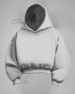 Sudaderas con capucha de algodón beige con logotipo personalizado en relieve Unisex de gran tamaño Yingling 600gsm Streetwear Men Hoddie - Product Image 3