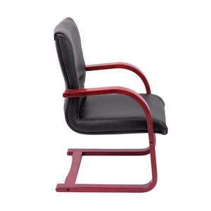 Silla Moderna de Oficina con Asiento Ergonómico Acolchado de Cuero PU, Base de Madera y Reposabrazos Fijos para Salas de Conferencia - BFGCQ044 - Product Image 2