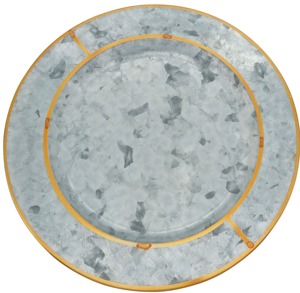 Plaques de présentation en étain galvanisé avec bord en bois et rivets en cuivre | Un ensemble d'assiettes rustiques pour une table de mariage de ferme moderne - Product Image 5