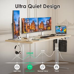 Moderno motor único ergonómico fácil montaje altura ajustable Escritorio de pie de madera inteligente hogar/Oficina mesa eléctrica ajustable - Product Image 5