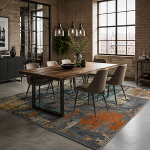 Netline Home Tiled Border Mid Grey Heritage Washable <b>Rug</b> - Product Image 5
