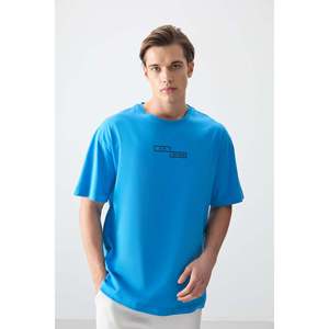 Camiseta de Hombre 100% Algodón, Color Azul Petróleo, Gruesa, Suave, Texturizada, Corte Holgado, Estampada con Tela de Punto -88361 - Product Image 6