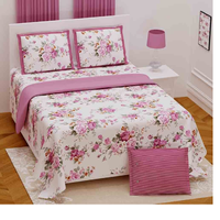 Parure de lit en coton imprimé floral rose de qualité supérieure, respirante, douceur toute saison, technique de ponçage, écologique, 300 fils au pouce carré