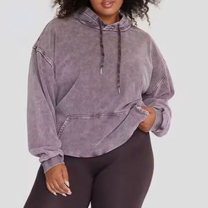 Vente en gros bonne qualité coupe confortable femmes manches longues lavage à l'acide à capuche nouvelle taille adulte à la mode - Product Image 5
