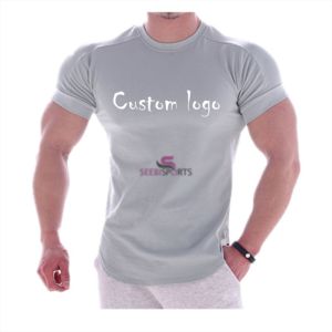 Camiseta informal de manga corta para hombre, ropa ajustada de Color sólido para hacer ejercicio, Top para correr, nueva moda - Product Image 5