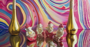 Juego de 4 figuras de estatua Musical de Lord Ganesha de resina multicolor, flauta moderna bonita, Tabla Dholak para el hogar, templo, boda - Product Image 3
