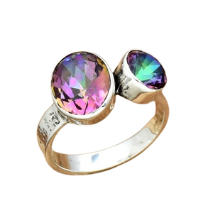 Meilleure qualité bague Topaze mystique pierre précieuse naturelle solide 925 en argent Sterling bijoux faits à la main en argent Sterling 925 bague estampillée - Product Image 1