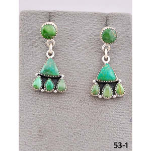 Pendientes colgantes de plata de ley y turquesa Emerald Valley de Southwest Made, estilo post - Product Image 2