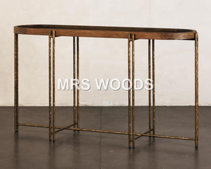 MRS WOODS Mesas de <span class=keywords><strong>consola</strong></span> industriales de lujo Bandeja dorada <span class=keywords><strong>Mesa</strong></span> de <span class=keywords><strong>consola</strong></span> estrecha Entrada - Product Image 4