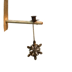 Conception de flocon de neige forme personnalisée petit bougeoir suspendu décoration d'arbre de Noël à patine antique - Product Image 1