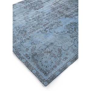 Alfombra de Lana Azul Vintage Hecha a Mano Pae-32, Pelo Alto, Trenzada, para Sala de Estar, Pasillo, Decoración Abstracta Rectangular con Medallón - Product Image 2
