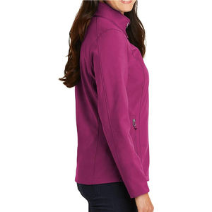 Veste bomber softshell unie personnalisée pour femmes, fabriquée en usine, résistante à l'eau, coupe-vent, softshell, fermeture éclair intégrale - Product Image 6