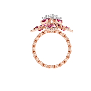 Rubis synthétique floral en or massif 14 carats et bague de cocktail en diamant cultivé en laboratoire certifié IGI déclaration fête de fiançailles de mariage personnalisée - Product Image 4