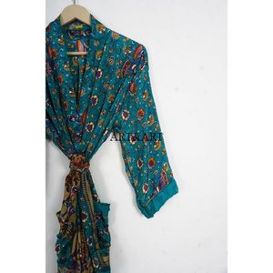Kimono en soie longue fait main pour femmes, de haute qualité, vintage, patchwork, élégant, robes douces, taille unique, été, automne, respirant - Product Image 3