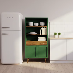 Gabinete alto de diseño moderno de madera de teca maciza hecho en Indonesia para muebles de comedor, muebles para el hogar - Product Image 1