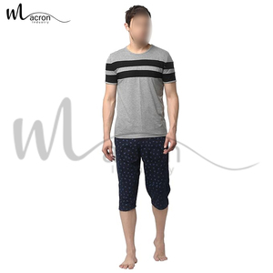 Good Selling Gray And Black Contrast Color Latest Style Made In Pakistan Breathable Soft Material Adult Wear <b>Shirt</b> & Short Sets - Product Image 1