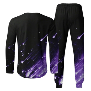Hommes de grande taille nouveau Design solide impression par sublimation manches longues entraînement vêtements de course hiver Slim Fit survêtement ensemble - Product Image 3
