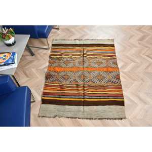Tapis turc 3,9 x 5,1 pieds, tapis d'appoint vintage, tapis à bordure marron - Product Image 4