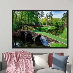 Elegant Green Canvas Art Print, Nature Landscape Office Decor,1P:Black <b>Framed</b> - Product Image 1