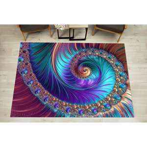 Abstract Fractal Spiral <b>Rug</b>: Modern Colorful Area <b>Rug</b>,<b>Chenille</b> <b>Rug</b> - Product Image 5