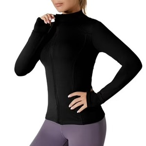 Haut de yoga respirant personnalisé en spandex/nylon, taille plus, vestes de fitness pour femmes, vêtements de sport extensibles de qualité supérieure, demi-zip, pour l'entraînement - Product Image 4