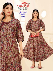 Nuevo y último concepto de Anarkali para mujeres como ropa informal y de oficina Tela estampada floral de rayón puro con diferentes colores - Product Image 4