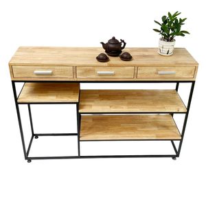 Contemporary Industrial Luxury Accent <b>Console</b> <b>Table</b> with Wooden Top and Iron Frame-CST039 - Product Image 1