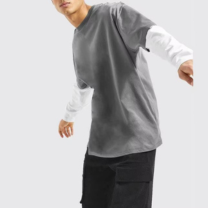 Camiseta unisex de algodón 100% de doble capa de manga larga personalizada de alta calidad con patrón de personaje de cuello bordado camiseta de hombre al por mayor - Product Image 3