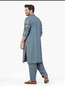 Vente en gros de vêtements indiens pakistanais de couleur unie Shalwar Kameez à manches longues de style moderne pour événements culturels - Product Image 6