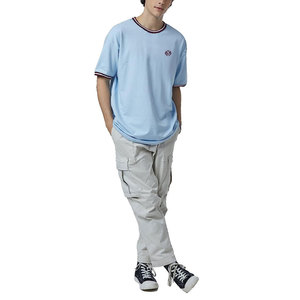 T-shirts de haute qualité avec impression simple de logo sur mesure pour hommes T-shirt surdimensionné en coton de couleur bleu clair lourd pour hommes - Product Image 2