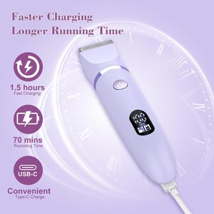 Rasoir électrique sans fil pour femme, usage humide/sec, pour la zone du bikini, avec écran LCD et lame en céramique, tondeuse corporelle - Product Image 3