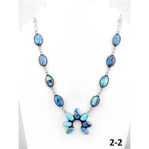 Collier artisanal en turquoise Golden Hills et argent sterling en forme de fleur, cadeau du Southwest - Product Image 4