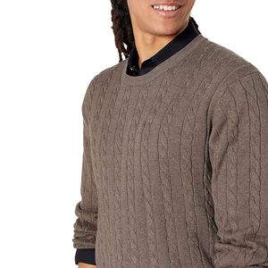 Textured Winter Plus Size Men's Flat Knit Breathable Long Sleeve <b>Pullover</b> <b>Sweater</b> Slim Fit Casual Soft Twist - Product Image 3