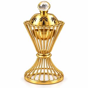 Brûleur d'encens en acier inoxydable avec design palmier et dessus en cristal, diffuseur d'aromathérapie, utilisation toute saison - Product Image 3