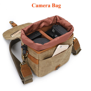 Sac à bandoulière en toile imperméable pour DSLR SLR Lens Cross Body Sling Leather Photo Case LCCB-0025 - Product Image 5