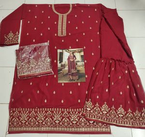 Heavy Fox Georgette Palazzo Suit With Embroidery Sequence Work and Lace Decoration Less Fancy Design - Product Image 3