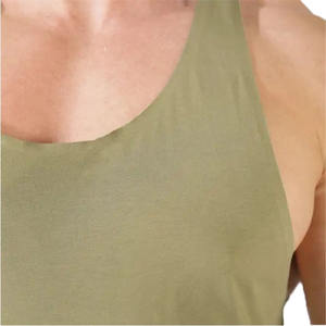 เสื้อกล้ามเล่นยิมสำหรับผู้ชายเสื้อกล้ามคอตตอน100% รับแรงกระแทกสูงดีไซน์ลำลองคอกลมพิมพ์ลายถักสีพื้น - Product Image 5