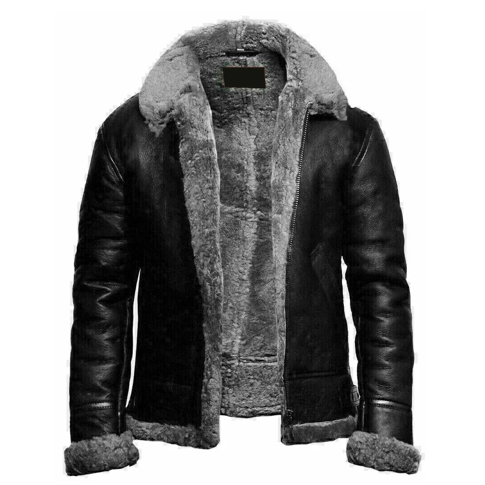 2024 Original Sheepskin Leather Jacket Thickened Warm Motorcycle Leather Jacket Men's Slim Fur Coat