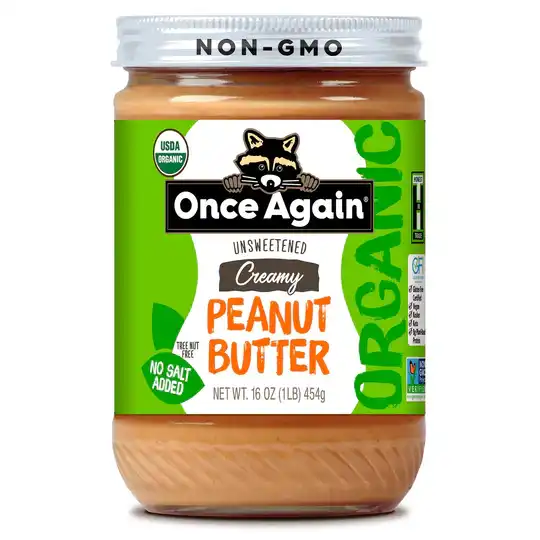 Premium Quality 16 oz. Organic Peanut Butter - Smooth - No Salt - By The Pound Gluten-Free Peanut Butter Bulk
