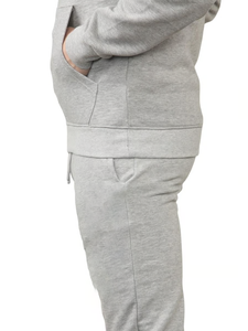 Ensemble sweat-shirt et jogging gris clair sportif, look tendance, essentiel au quotidien, parfait pour les tenues décontractées, toutes saisons, confort et style par Ako - Product Image 3