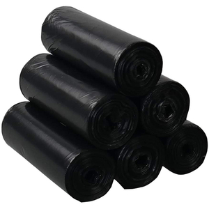 Vente en gros sacs poubelle à doublure imprimée en HDPE noir recyclable en rouleau grands sacs jetables robustes - Product Image 1